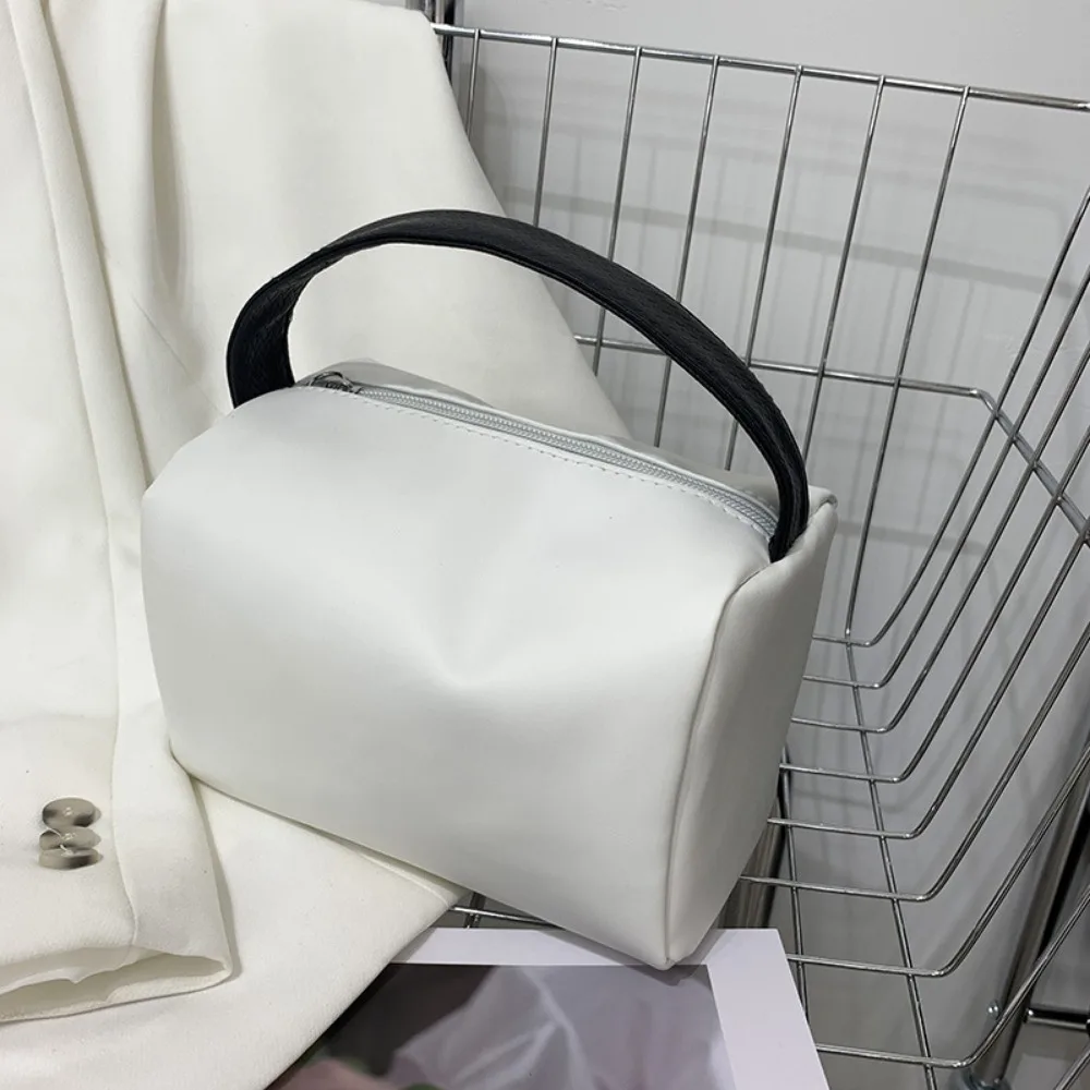 Candy Color PU Leather Cosmetic Bags Women Fashion Simple Makeup Pouches Female Travel Toiletries Organizer Bag with Handle