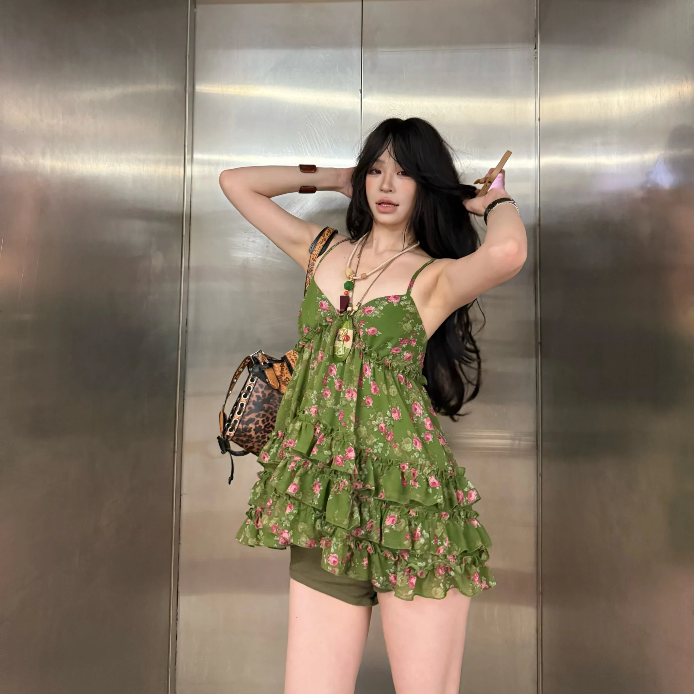 

Корейский топ KUKUDEMI в стиле Spicy Girl Pure Desire Holiday с цветочным принтом и кружевной отделкой, женская летняя блузка-жилет