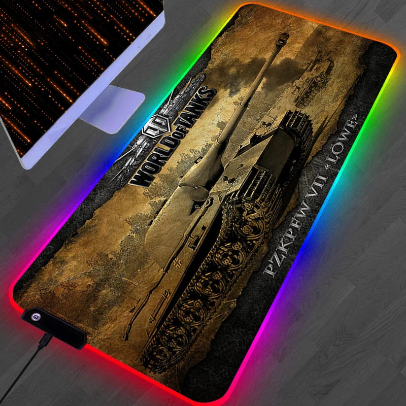 Keyboard Mat RGB Mouse Pad LED Gaming World Of Tanks Game Mats Mousepad Anti-skid Laptop Computer Desk Accessories Rug Playmat