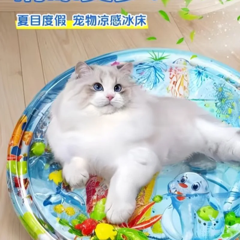 

Summer Water Mat for Cats dog Sensory Play Cat water bed Thickened Inflatable rotundity Water rug for Cat Pet Funny Play mat Toy