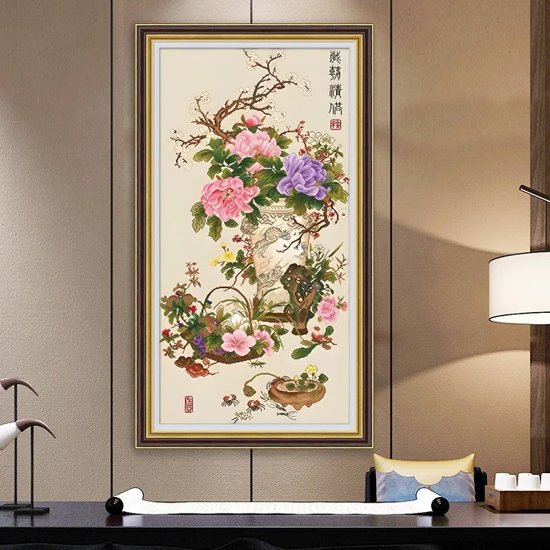 

Classic National Painting New Year Clear Picture Cross Stitch 2025 New Model Tead Embroidery Living Room Vertical Version P...