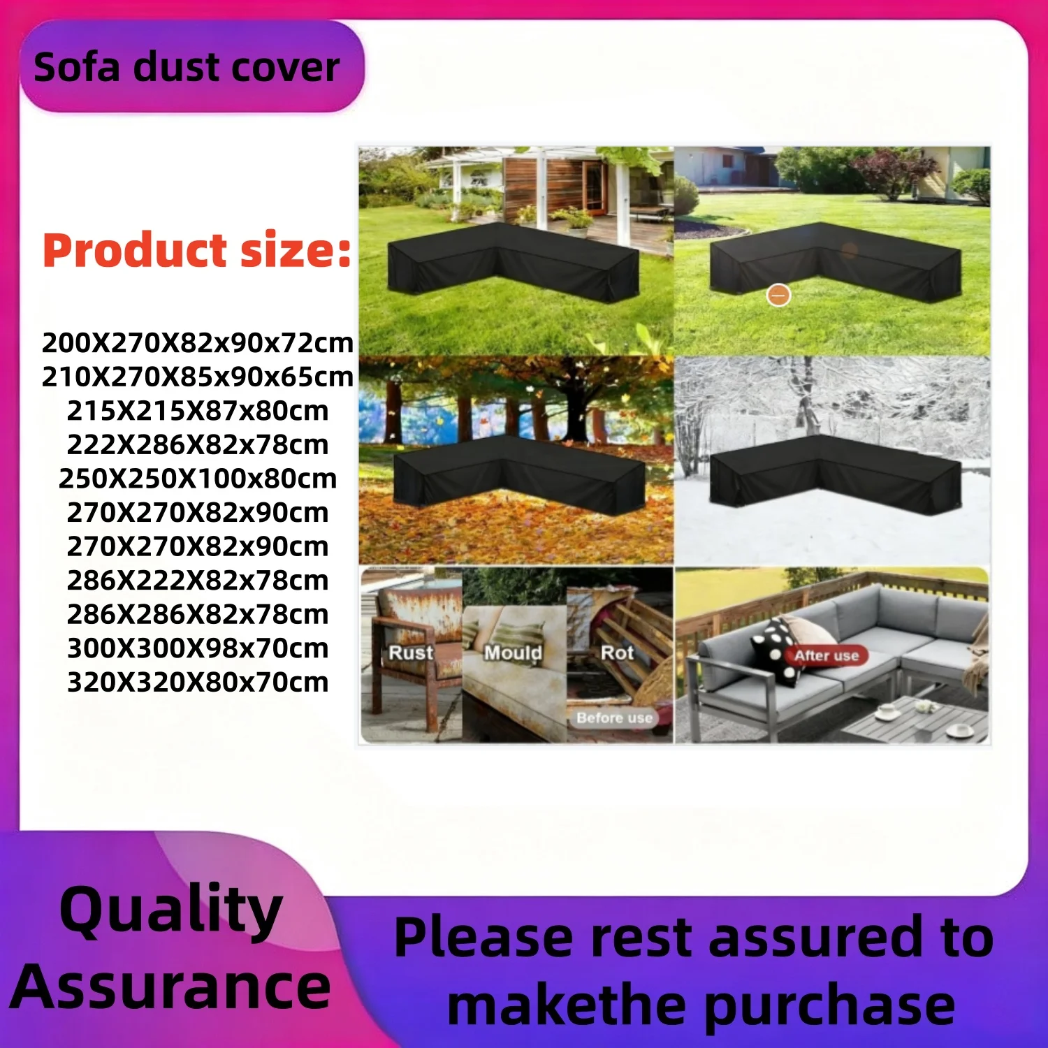 Outdoor Furniture For Patio - Penutup Furnitur Bentuk L untuk Luar