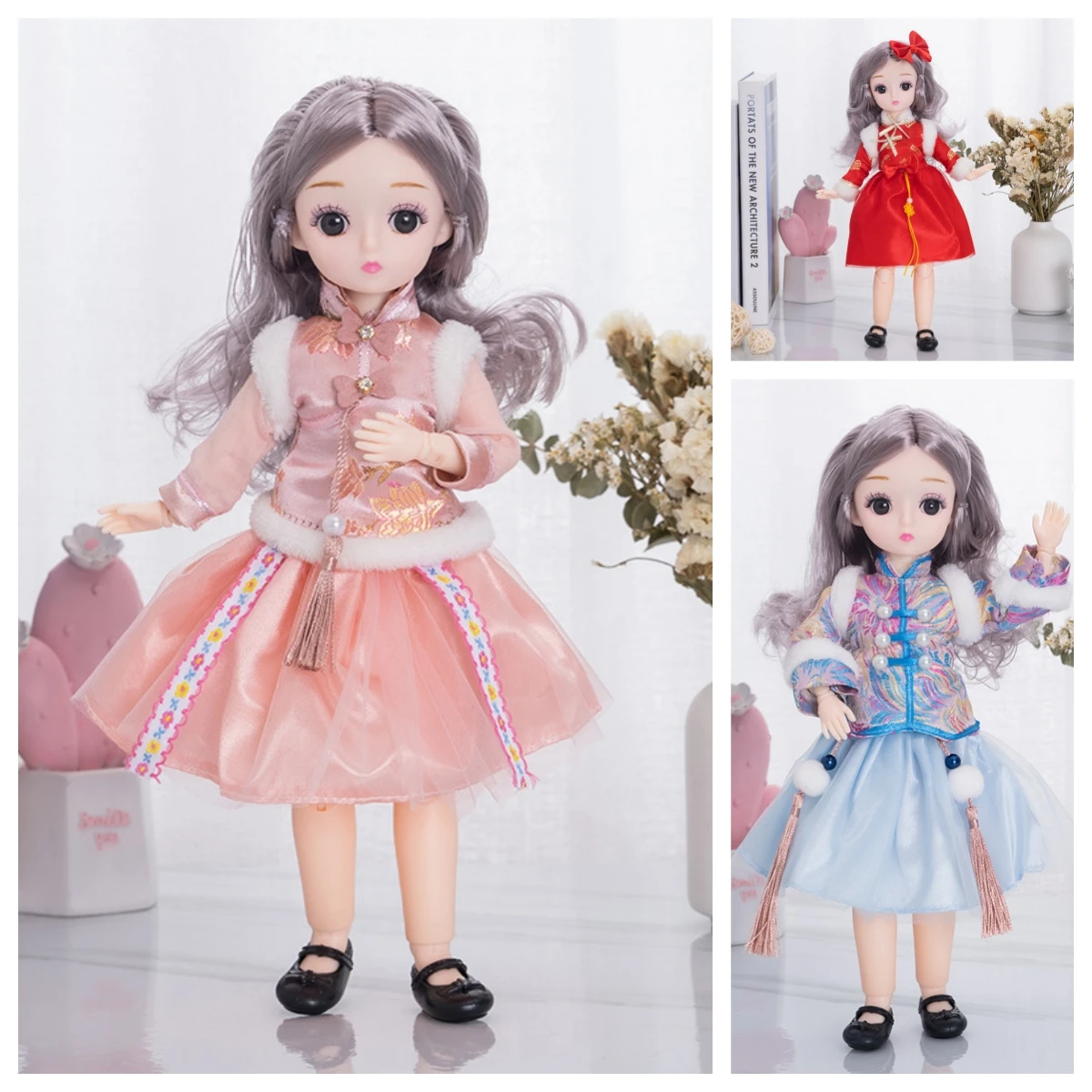 30cm Doll Clothes, BJD Doll Chinese Hanfu Set, Fashionable Dress, Children's Gift Doll Accessories