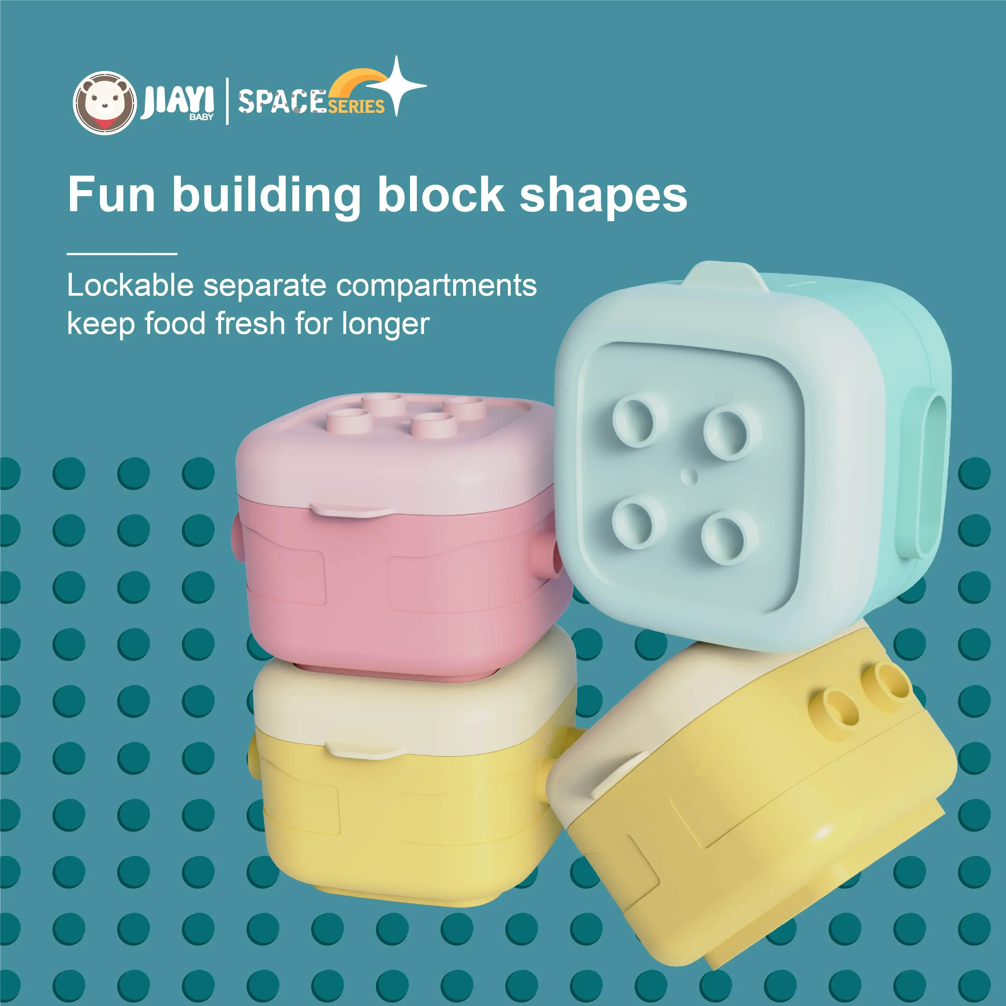 Block  design  4pcs set Storage Pots  with Leak proof lids Baby Food Storage Containers  Dishwasher Freezer  Microwave