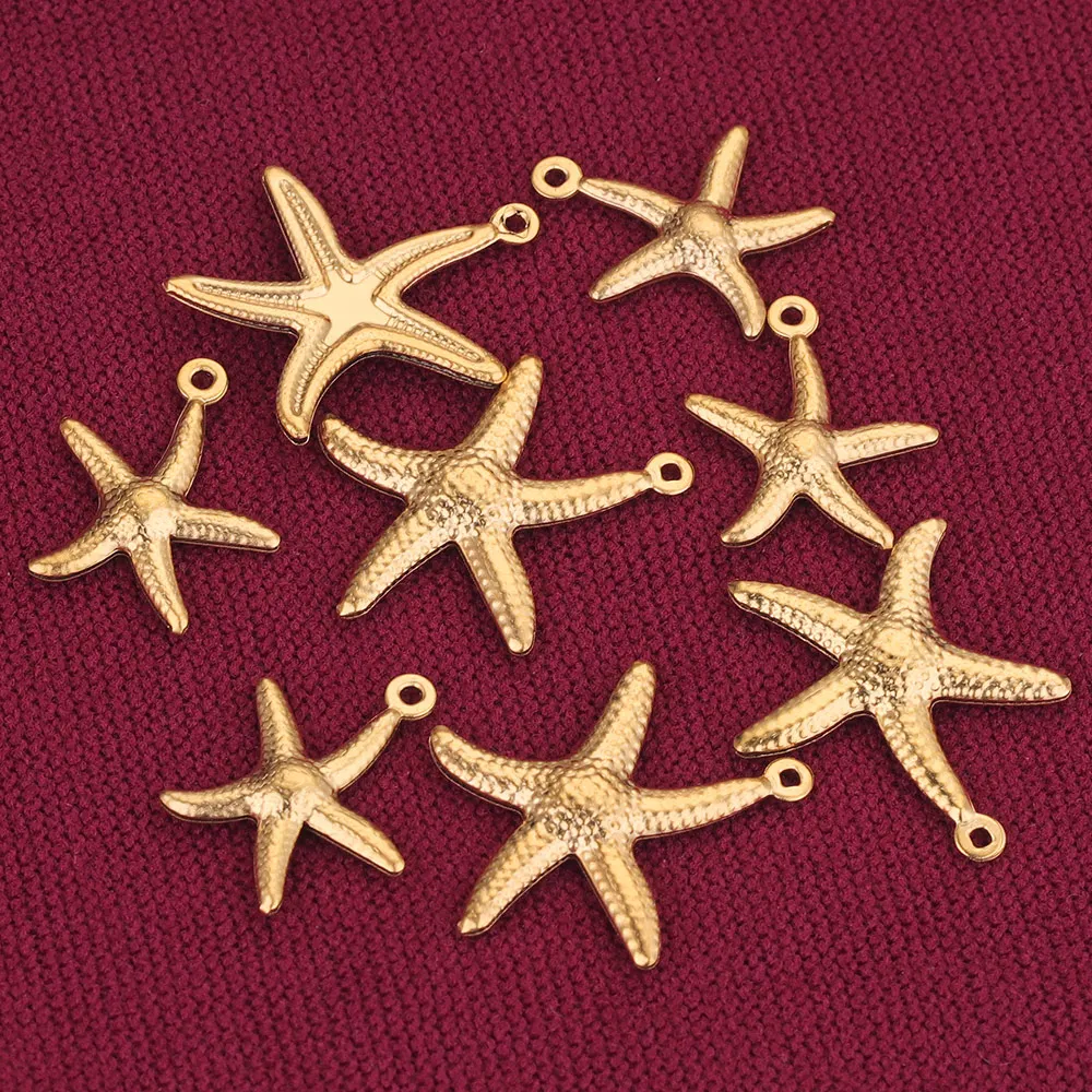 20pcs Lot Stainless Steel Small Starfish Star Sea Designer Earring Charms DIY Necklace Bracelet Bulk Jewelry Making Wholesale