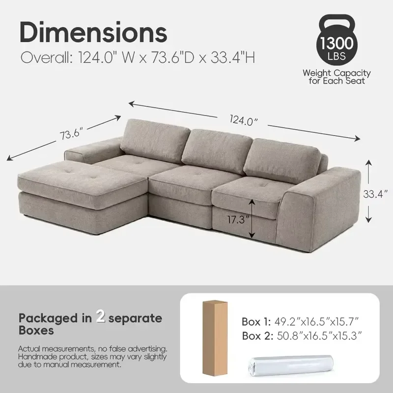 Modular Sofa Cover for L Shaped Sectional Couch Cloud Style Replacement Slipcover Washable Stretch Fabric Protector