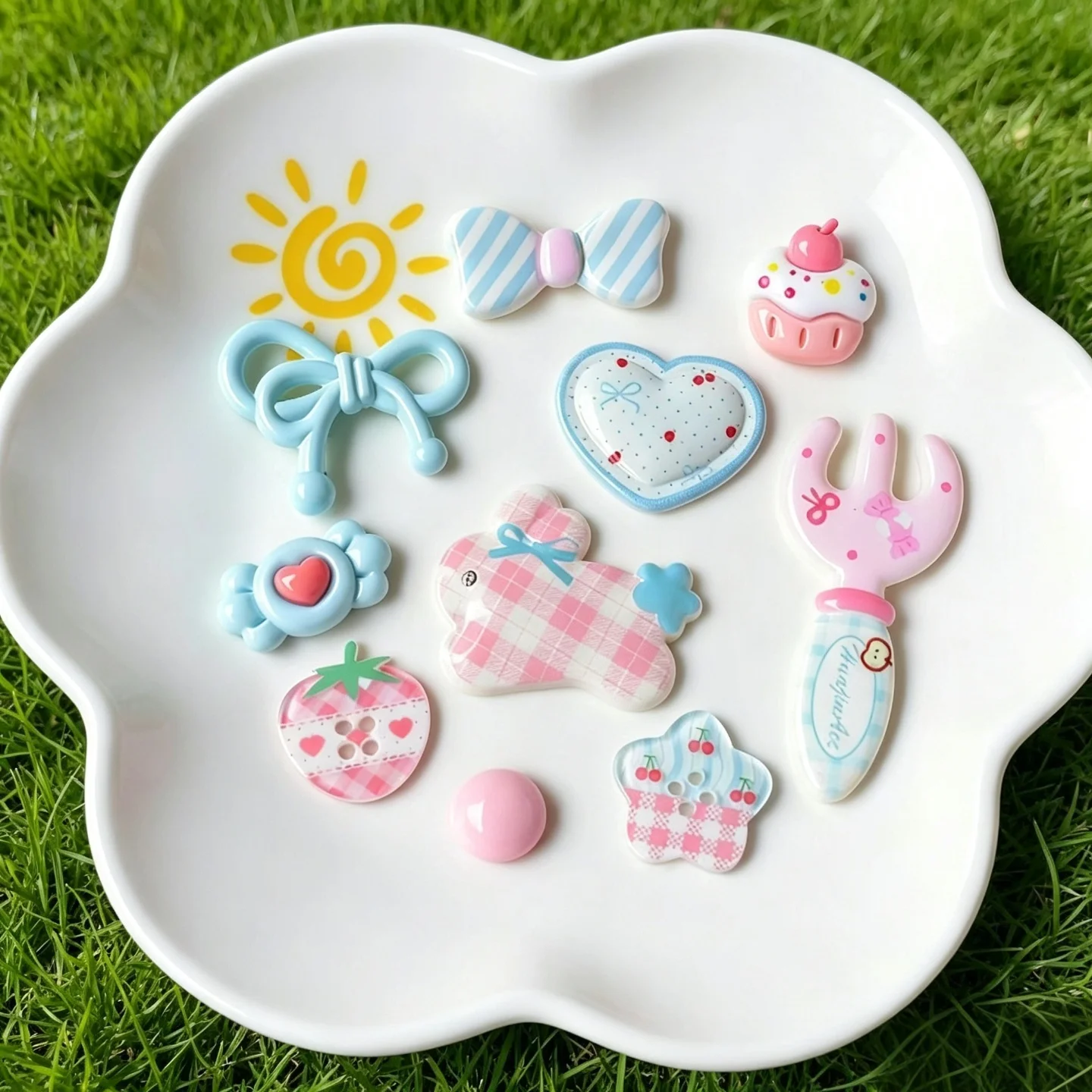 Cute Pink Blue Cartoon Shoe Charms Set PVC Decorations for Clogs & Bags Removable DIY Shoe Buckles Accessories for Girls Kids