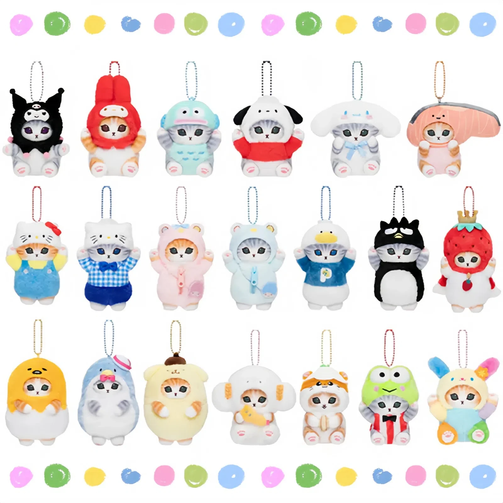 Anime Cartoon Sanrio Cross Dressing Cat Doll Keychain Kuromi Cinnamoroll My Melody Backpack Cute Pendant Children Christmas Toy