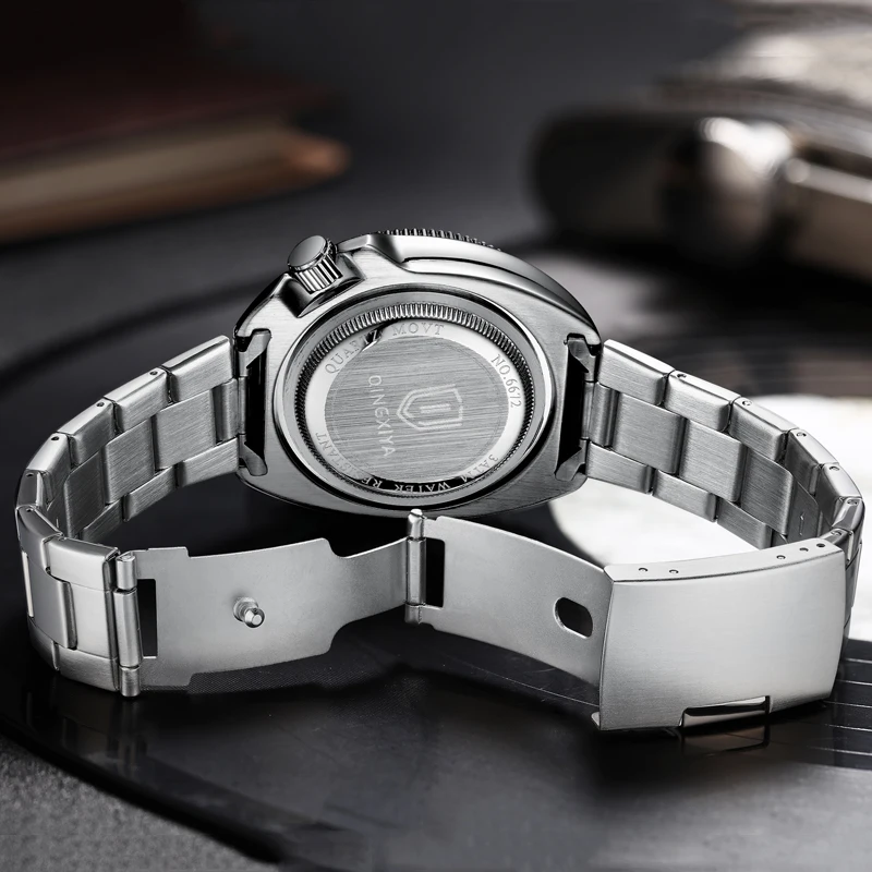 QINGXIYA-Relógio Quartzo Masculino, Aço Inoxidável, Impermeável, Luminoso, Data, Design de Moda, Novíssimo