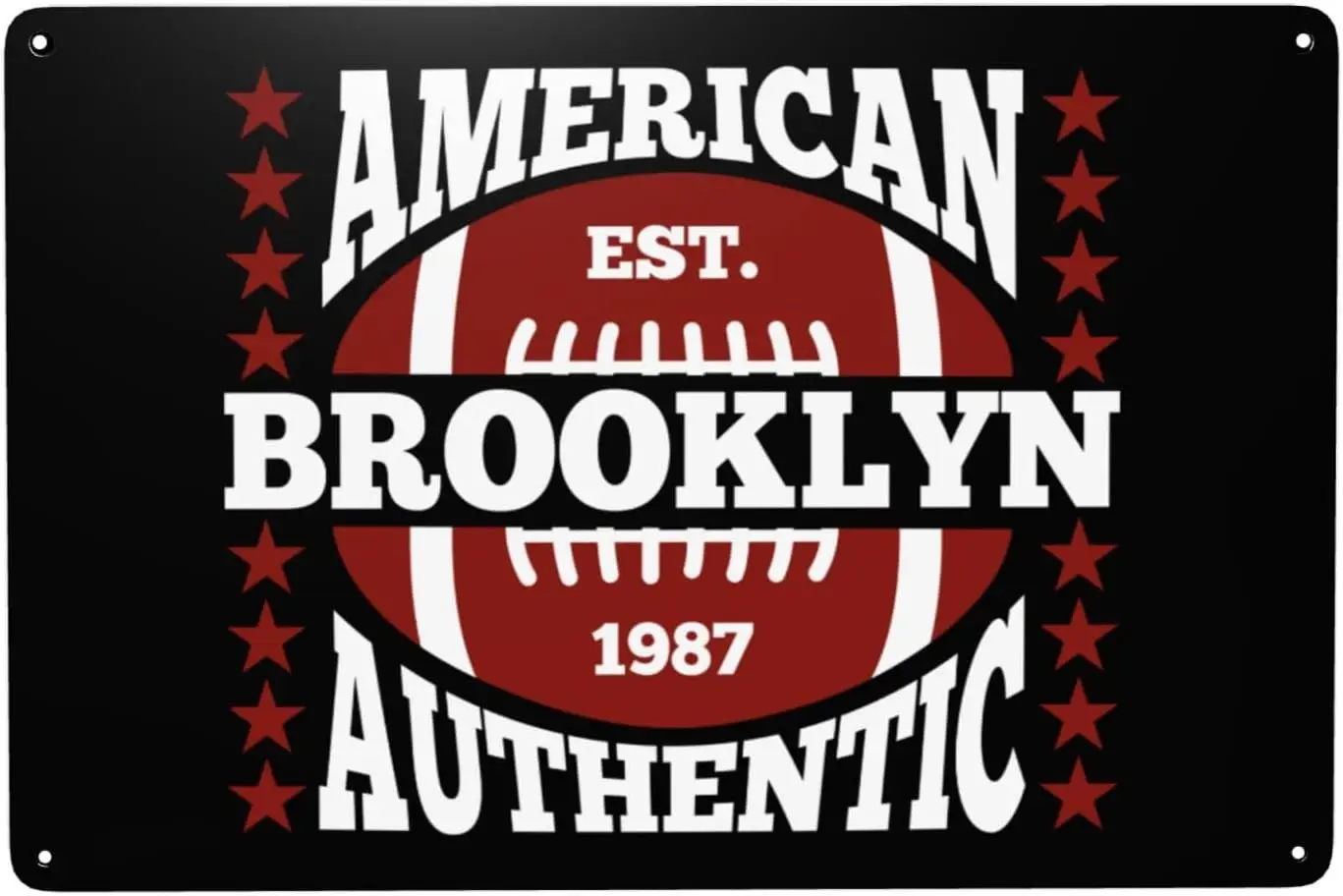 Brooklyn Authentic Rugby Usa Tin Signs  Funny Vintage Metal Sign Man Cave Decor Garage Wall