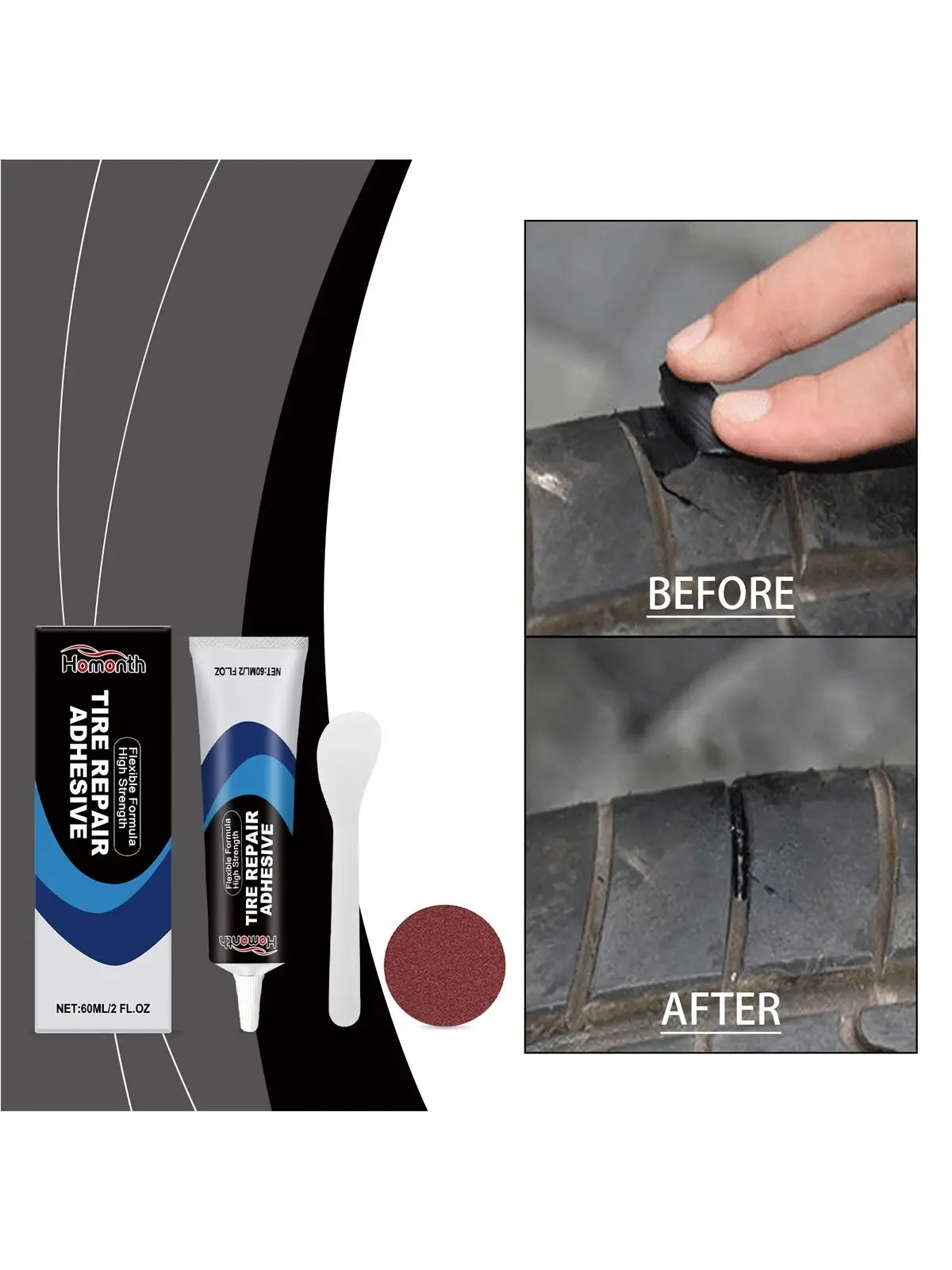 AliExpress homonth Tire Repair Paste for Car Motorcycle Bicycle Strong Rubber Wear-resistant Non-corrosive Adhesive Instant Bond Leather Rubber