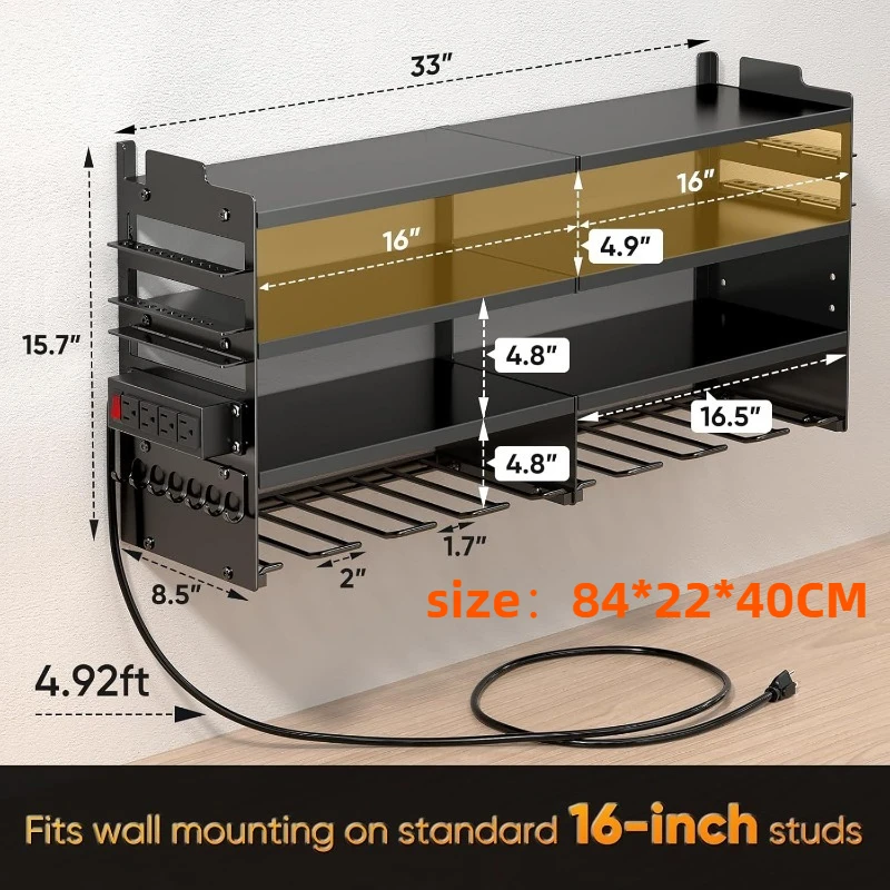 Multi-function Tool Storage Rack Wall-mounted Power Tool Rack Electric Drill Screwdriver Tools Holder Heavy Duty Tools Organizer