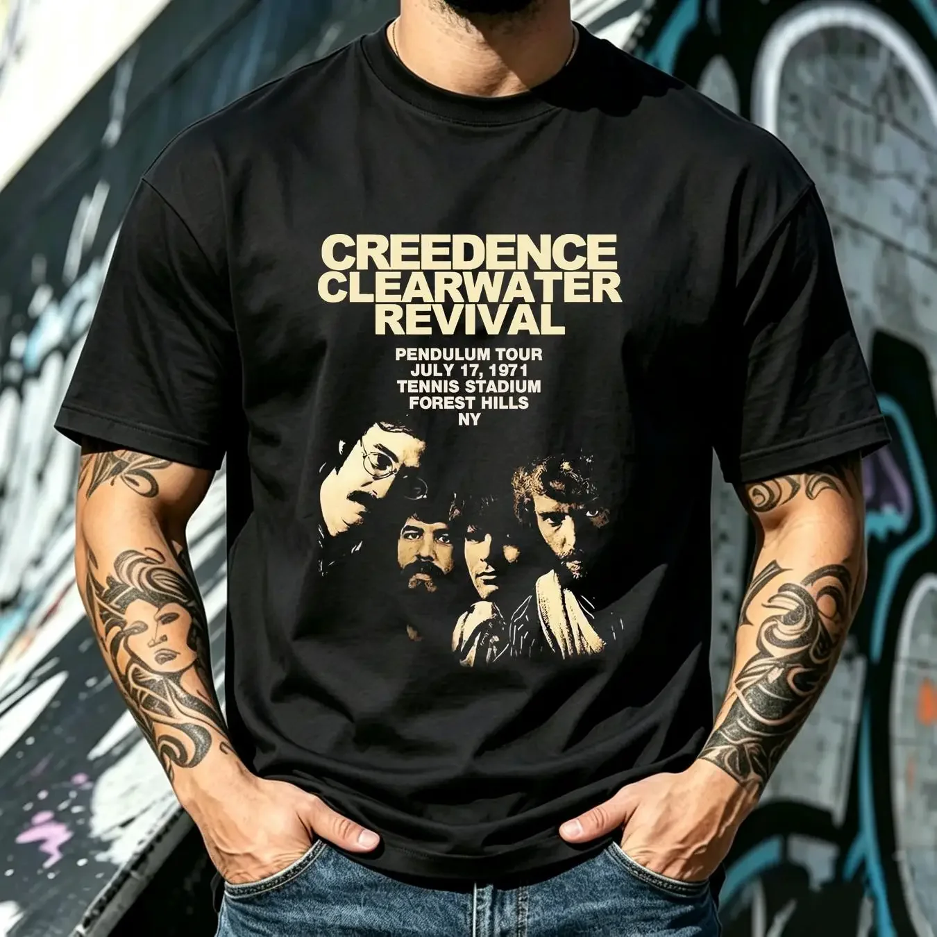 washed T Shirt Hot CCR Creedence Clearwater Revival Live For Fans 4H1574 vintage Washed designer clothes graphic Casual