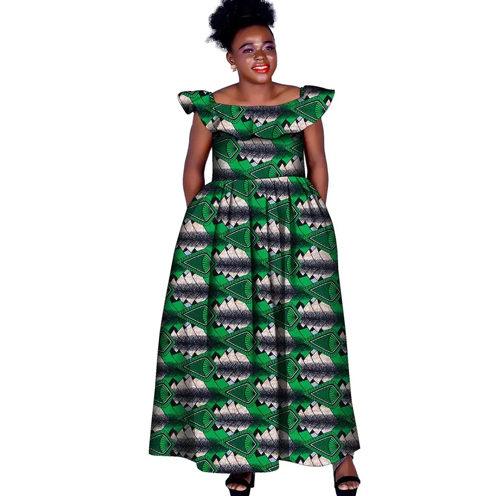 Dashiki  African Dresses for Women Daily Wedding  Party African Women Dress Ankle-Length Sleeveless Ankara Lady Dress FH004