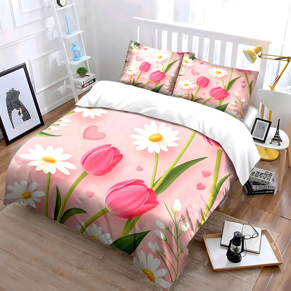 

Romantic Floral Three-Piece Set for Decorations kid's and adults' bedroom decor, Exquisite three-piece bedding set gift