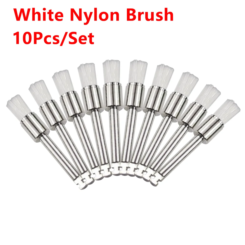 10pcs/Box Disposable Dental Polisher Nylon Bristle Brush Dentist Tools Polishing Polisher Cup Teeth Whitening Prophy Brushes