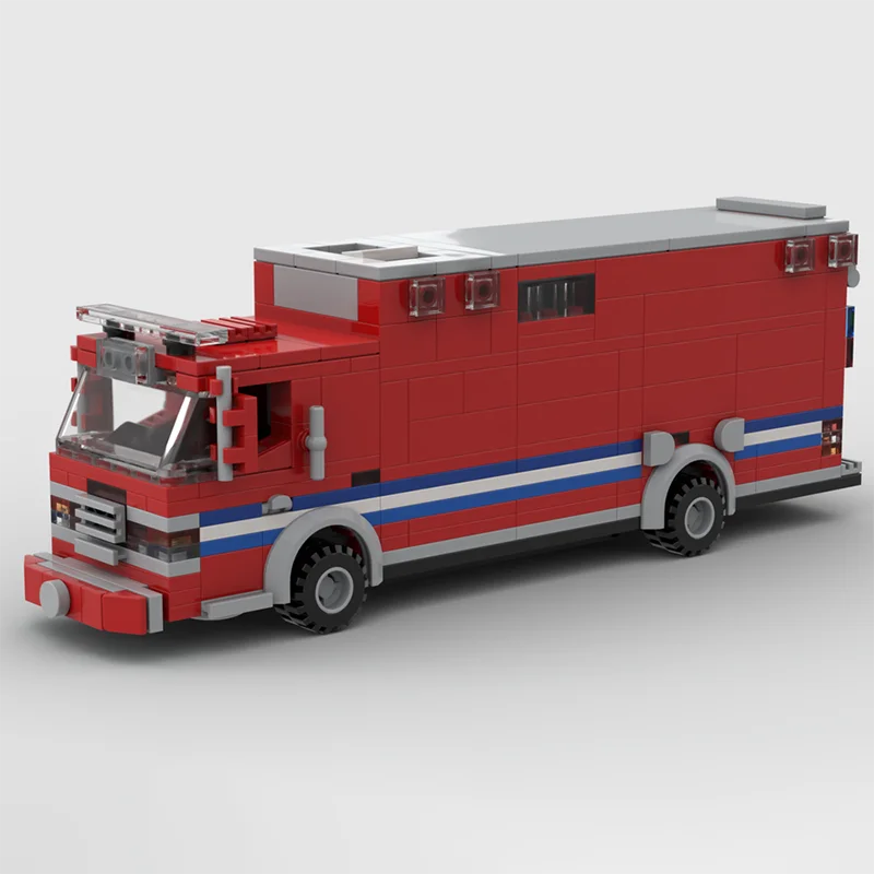 Urban Car Moc Building Block America 250 Rescue Fire Fighting Vehicle Model Technology Bricks DIY Assembly Toys Holiday Gifts