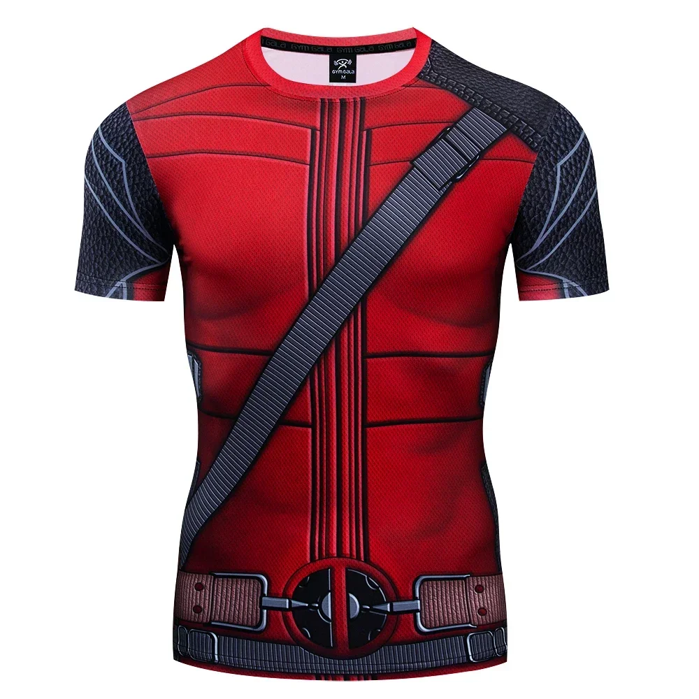 T-shirt manches courtes homme, estival et moulant, à séchage rapide, à la mode, Avengers Deadpool, imprimé en 3D