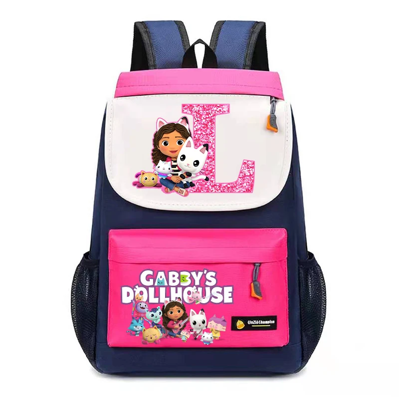 New Gabby Dollhouses Children School Backpack Kawaii Cartoon Letter Printed Schoolbags Girls School Backpack School Supplies