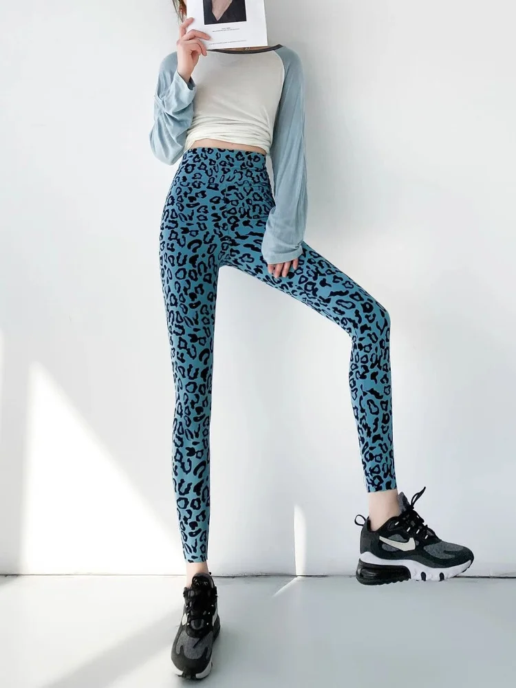 High Waist Thin Fitn arkskin Pants Leopard Print Yoga Base Layer Pants Olahe Brand Women's Faion Autumn Winter Trousers