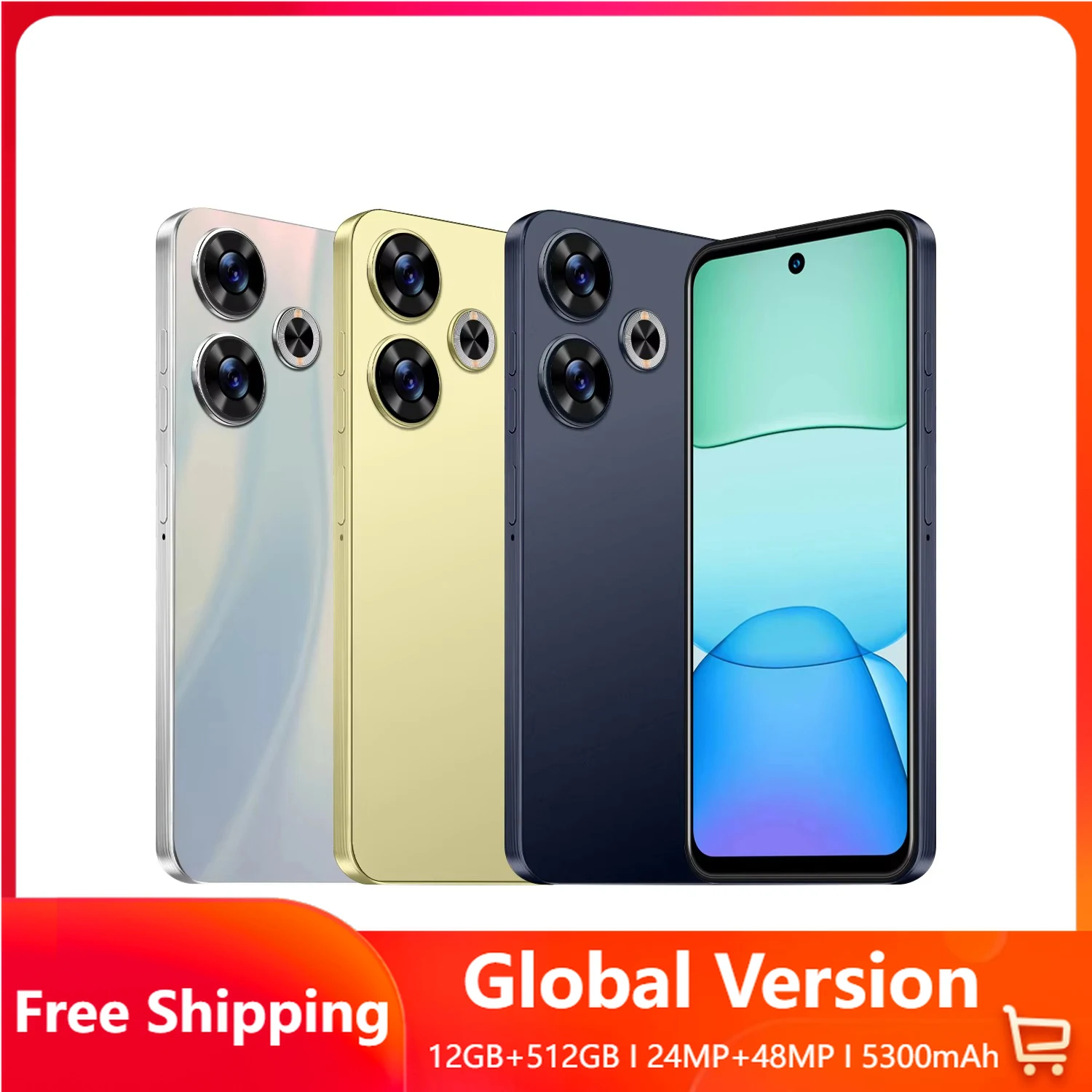 

FuFFI Global Version X7 Pro Mobile Phone 6.56 inch Screen Smartphones 5G Cellphones Android14 ,12+512GB,16+32MP 5500mAh Phones