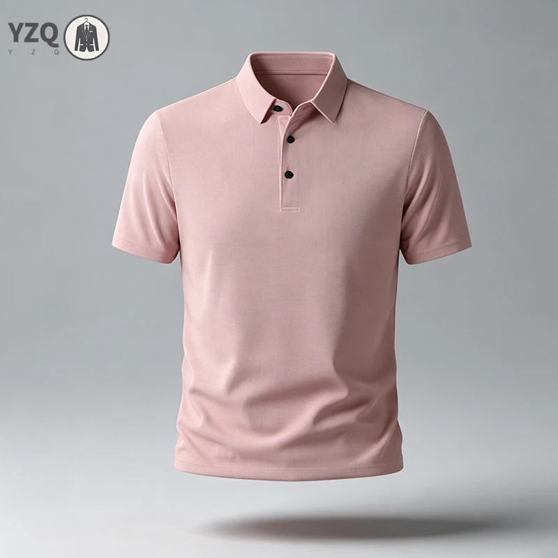 Male Casual Lapel Polo Shirt Short Sleeve Button Placket For Outdoor Walking Weekend Hangout And Leisure Daily Occasions
