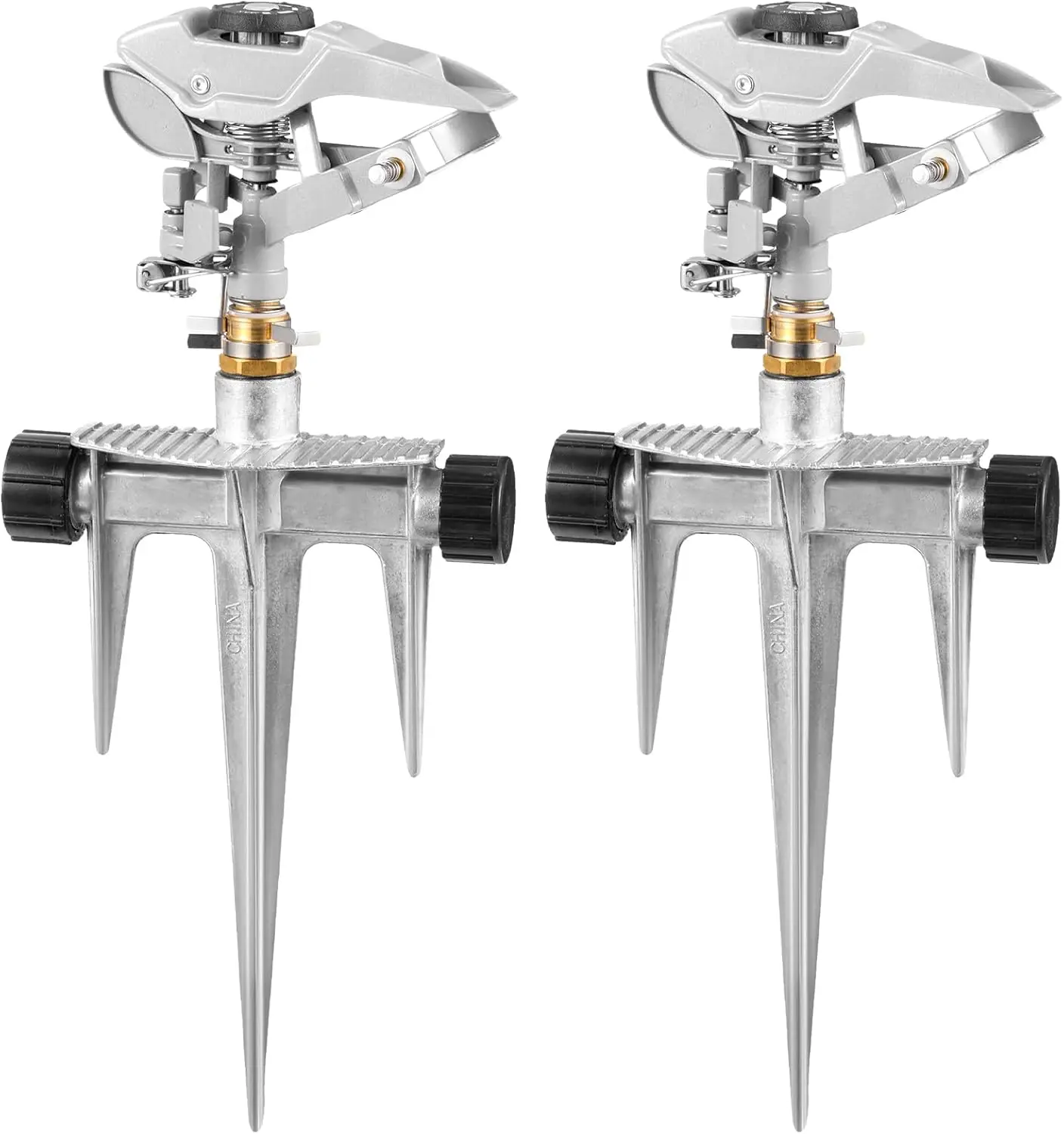 

2 Pcs Lawn Sprinkler Heavy Duty Adjustable Pulsating Water Sprinkler Head with Spike Base Adjustable Spraying Area and