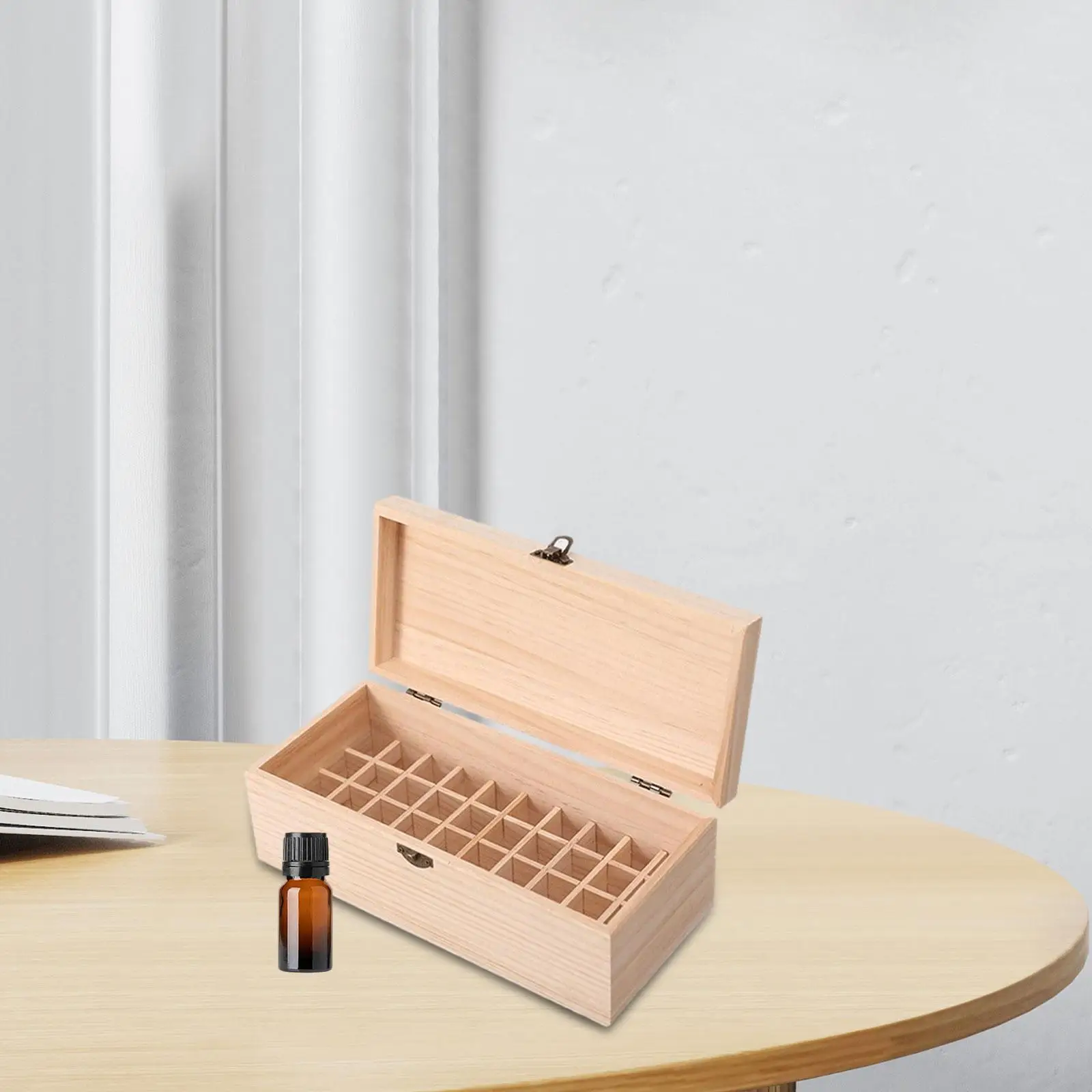 

Стеллаж для хранения эфирных масел, 40 слотов, многофункциональная подставка для макияжа, поднос, деревянный футляр для хранения, деревянный чехол для отеля, ванной комнаты, столешницы