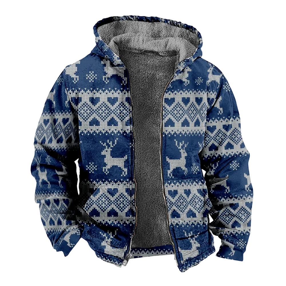 Men's Winter Jackets Coats,Reindeer geometric Pattern Cotton Clothes Overcoat Moisture-wicking Beach Shopping