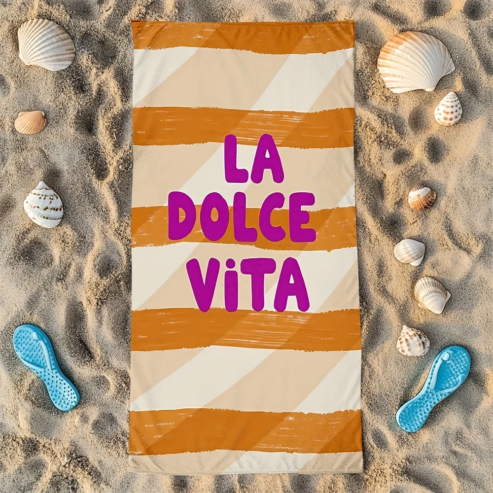 La Dolce Vita Striped Beach Towel Patterned Sunscreen And Windproof Suitable For Swimming Pool Camping Travel Blanket