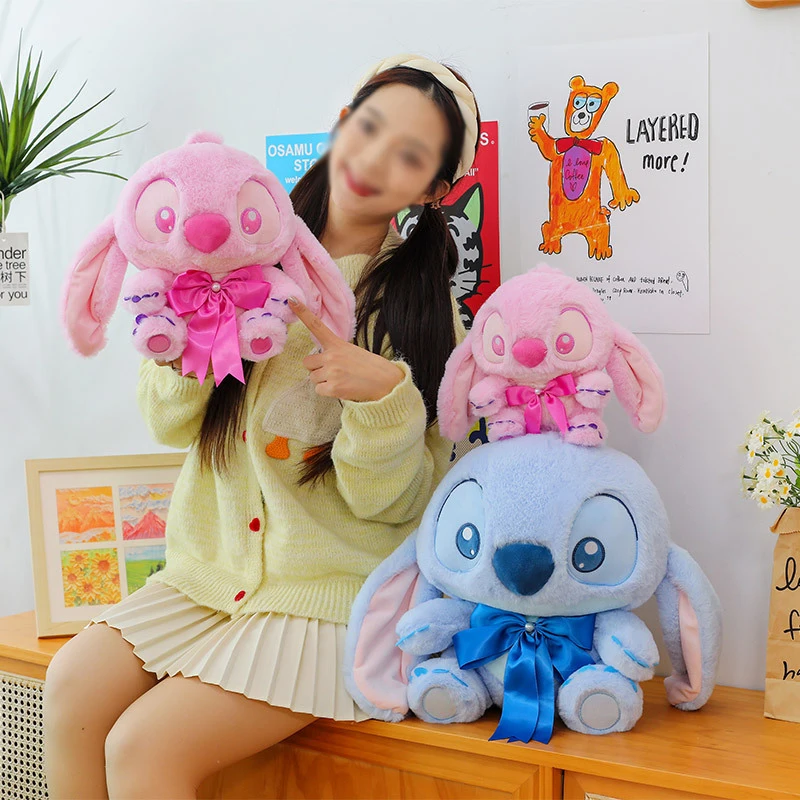 Juguete de peluche de Disney Stitch, bonita muñeca estilo pareja de 23cm, decoración del hogar, regalo de San Valentín, cumpleaños, Navidad y Año Nuevo