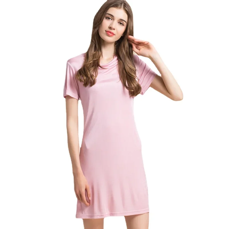 New Silk Bottomed Skirt Women's Swing Collar Dress Silk Knitting Nightdress with Petticoat  HB18002