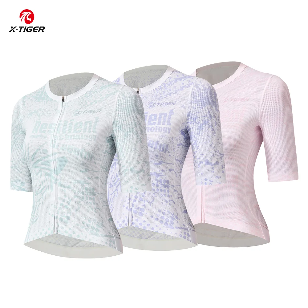 

X-TIGER велосипедный трикотаж женский высококачественный дышащий велосипедный трикотаж с коротким рукавом и 3 карманами модный MTB дорожный велосипедный трикотаж