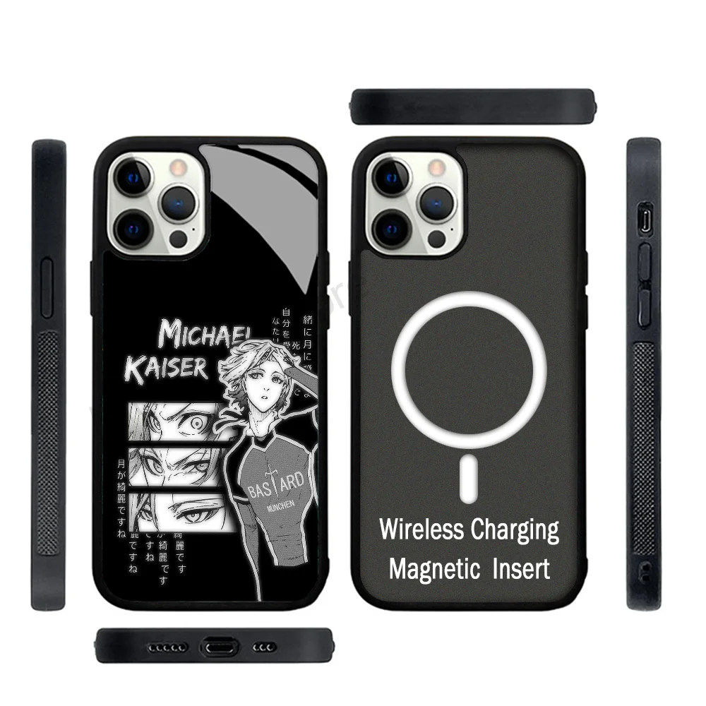 Anime Blue Lock Michael Kaiser Phone Case Strong Magnetic For IPhone 15 14 13 Pro Max 11 12 Mini For Magsafe