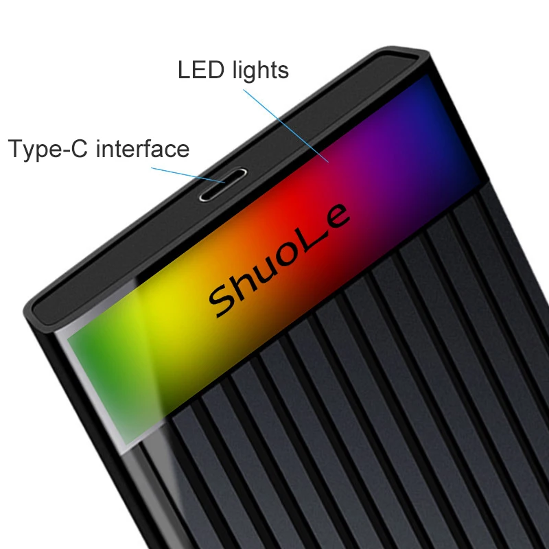 UTHAI-Tipo C Caso Disco Rígido Móvel, Porta Serial Sata Externa, Protocolo Duplo, Gradiente de Luz Cor, Laptop, Porta Serial, 2.5"