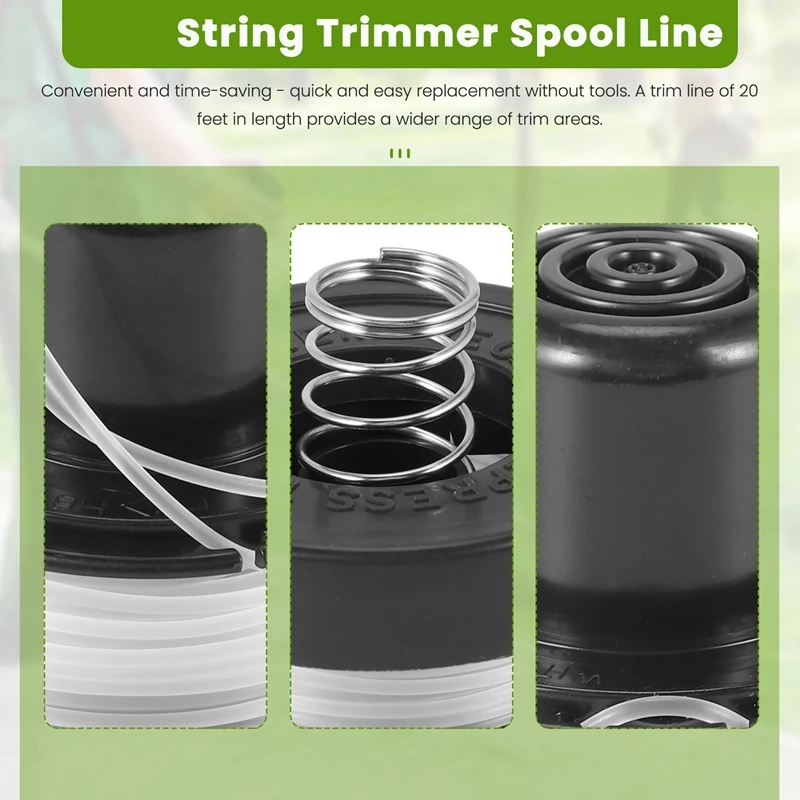 RS-136 Replacement String Trimmer Spool Line For BLACK+DECKER ST4000 ST4500 (1 Spool, 1 Cap And 1 Spring)