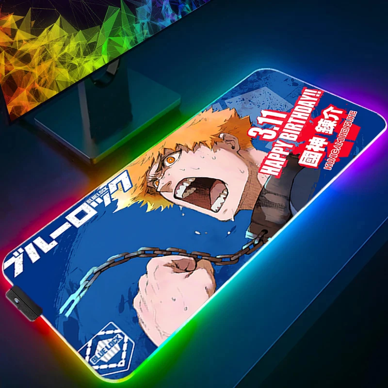 لوحة ماوس RGB B-قفل أزرق تصميم فريد من نوعه لوحة ماوس متوهجة تضيف سحرًا إلى مكتبك لوحة ماوس أساسية بسيطة XXL للعمل #2