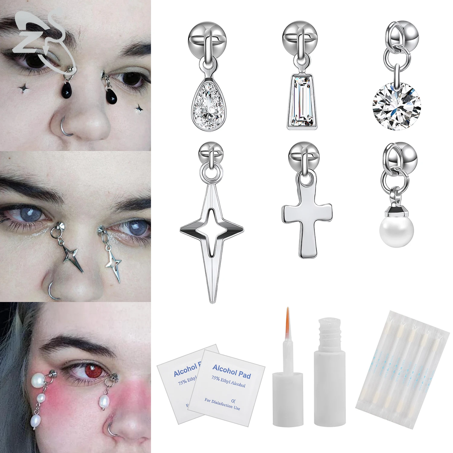 Fake Eyebrow Ring Set for Non-Piercing Body Jewelry