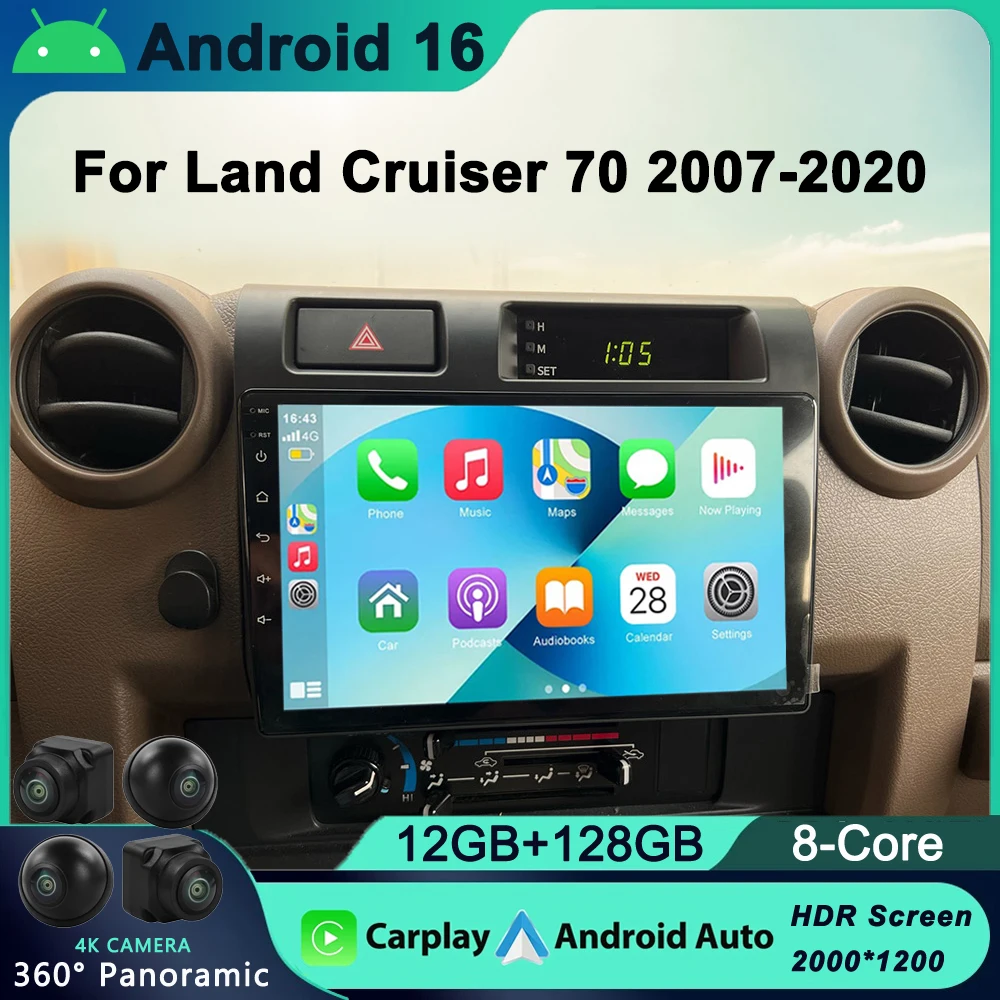 

9" For Toyota Pickup Land Cruiser LC 70 79 Series 2007-2020 Android 13 Autoradio Wireless Carplay Multimedia Player Radio DVD
