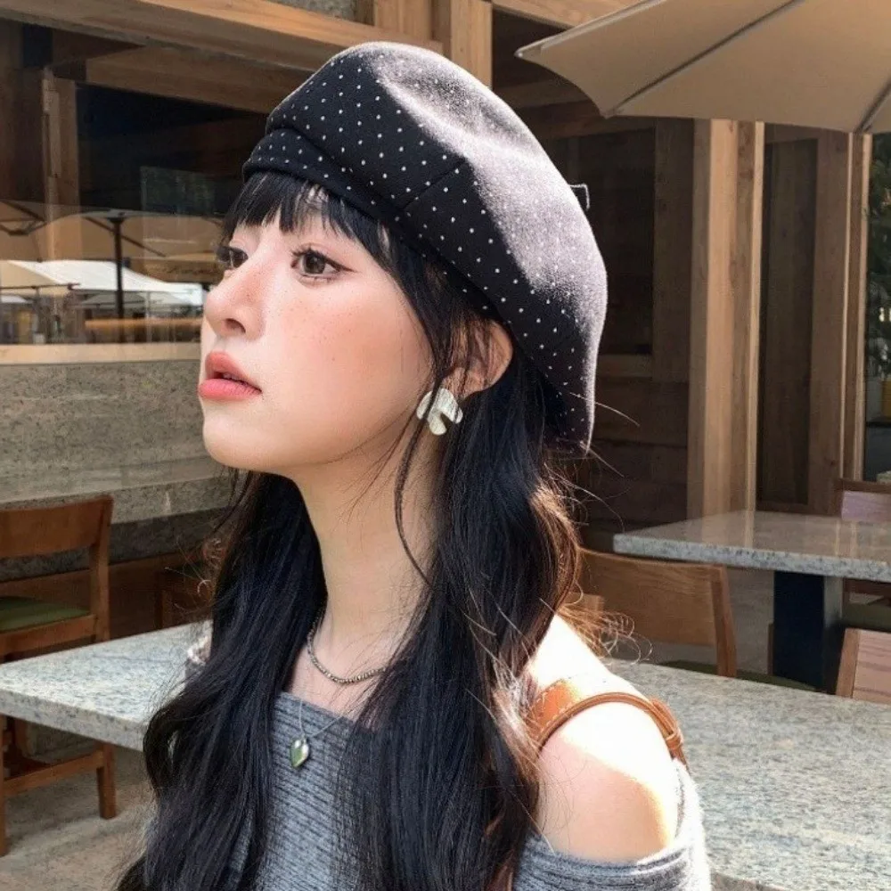 بسيطة القطن البولكا نقطة قبعة قبعة الدفء الكورية نمط المرأة الرسام قبعة تنوعا موزع الصحف المرأة قبعة مثمنة في الهواء الطلق