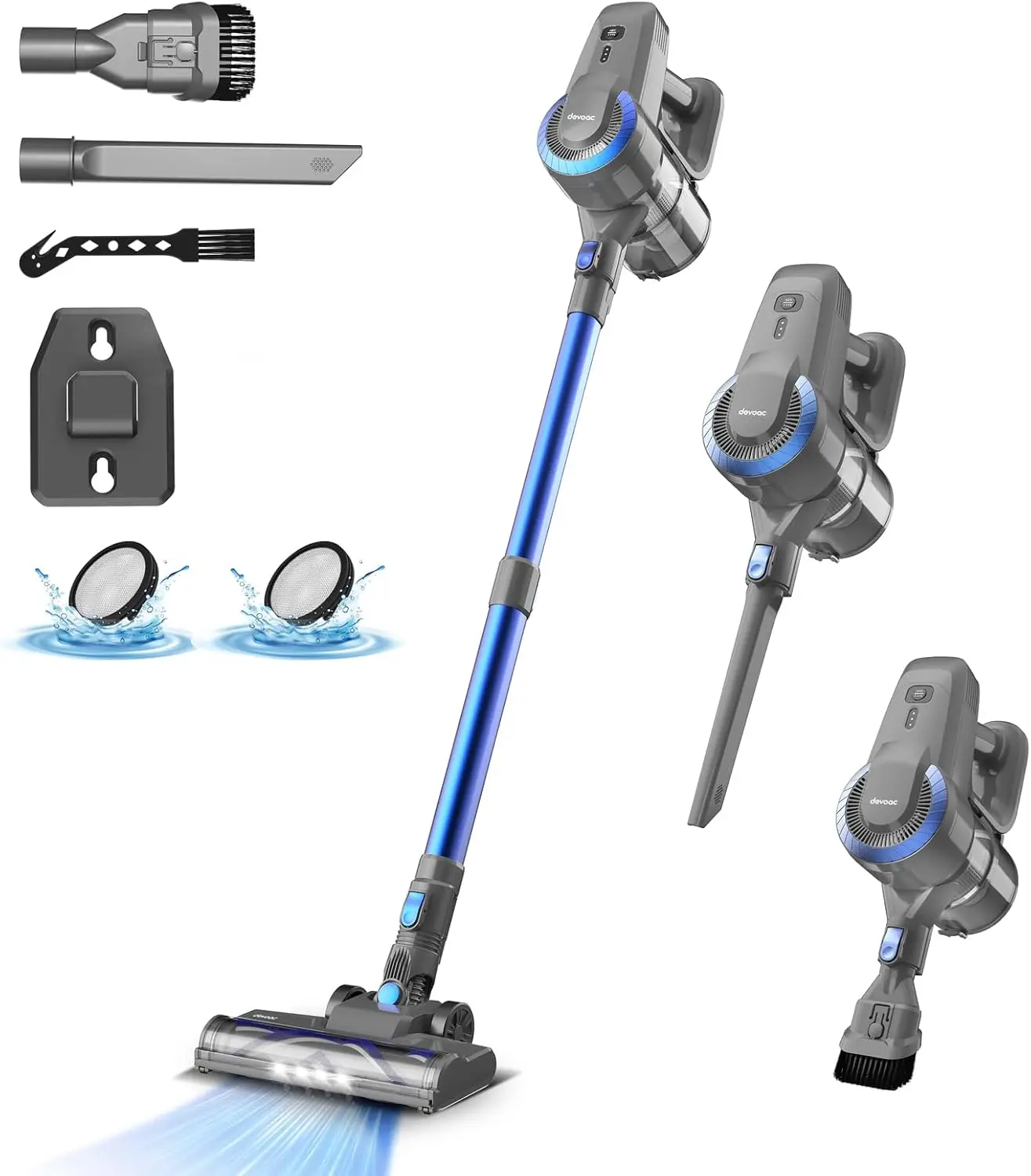 

N300 Cordless Vacuum Cleaner, 6-in-1 Lightweight Stick Vacuum, 2200mAh Battery, 40min Runtime, Powerful for Hard Floors, Rugs, P