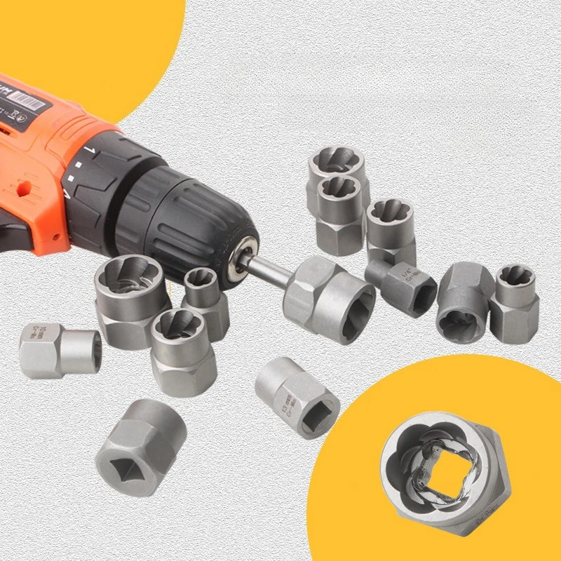 14Pcs Impact Bolt Nut Remover Set Cr Mo Steel Bolt Extractor Tool Kit Heavy Duty Industrial for Professionals