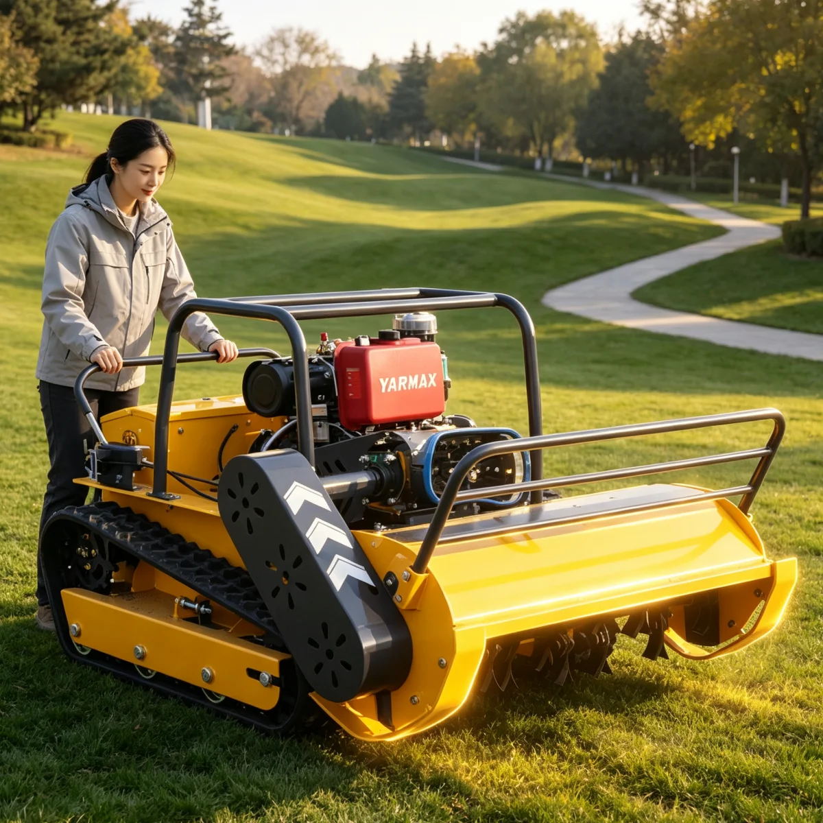 Customized Robot Lawn Mower Flail Mower Petrol Remote Control Lawn Mower All Terrain Crawler Machine For Slopes