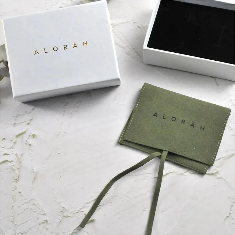 50Pcs Custom White Paper Jewelry Boxes, Small Jewelry Packaging Drawer Box, Jewelry Pouch Gift Bag with Logo or Name for Wedding