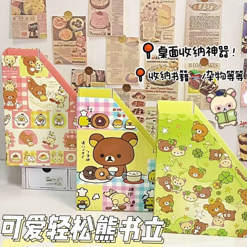

Симпатичная книжная полка Rilakkuma, мультяшная настольная книга, комбинированная полка для хранения документов, семейный офисный класс, органайзер для канцелярских принадлежностей
