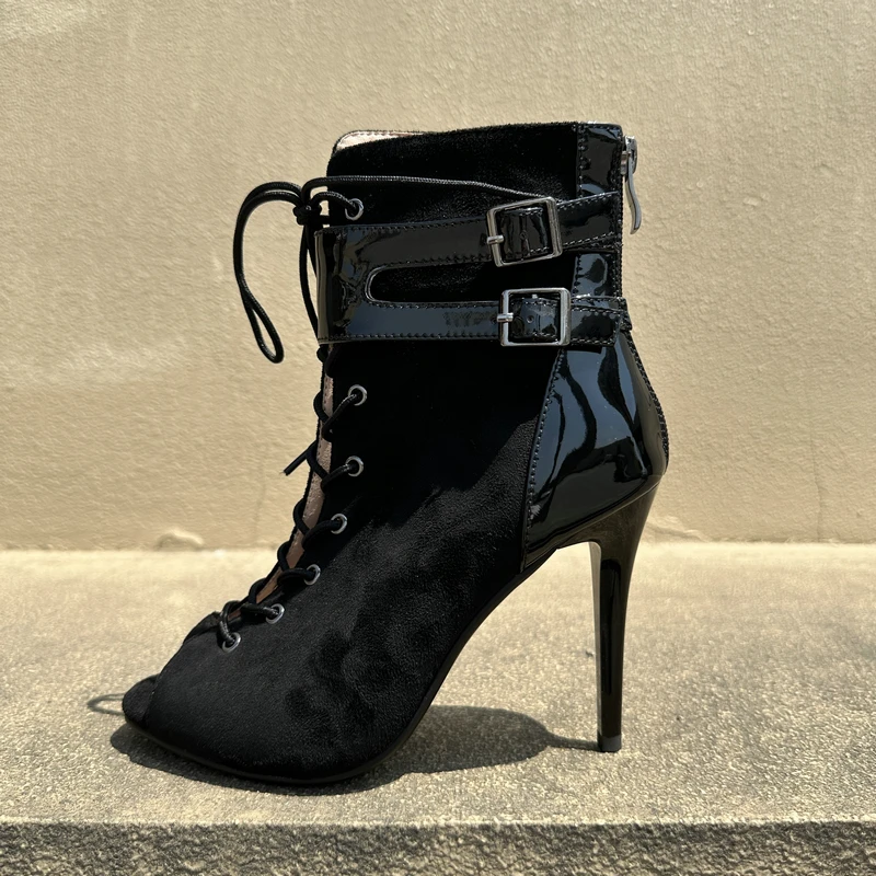 Fashion Red Shiny Party Dance Shoes Ladies Sexy Heels Stilettos Cool Boots High Quality Indoor Ballroom Jazz Dance Sandals Women