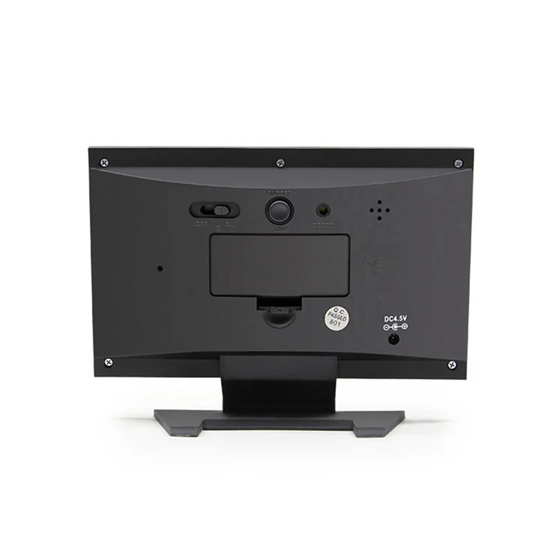 1Set Lcd Color Screen Digital Snooze Alarm Clock Temperature Humidity Time Date Display Clock Home Black