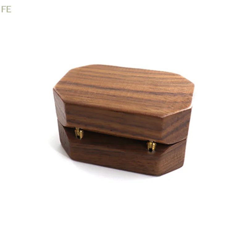 [F] Walnut Wood Jewelry Box Ring Storage Ring Holder Rustic Wedding Ring Box