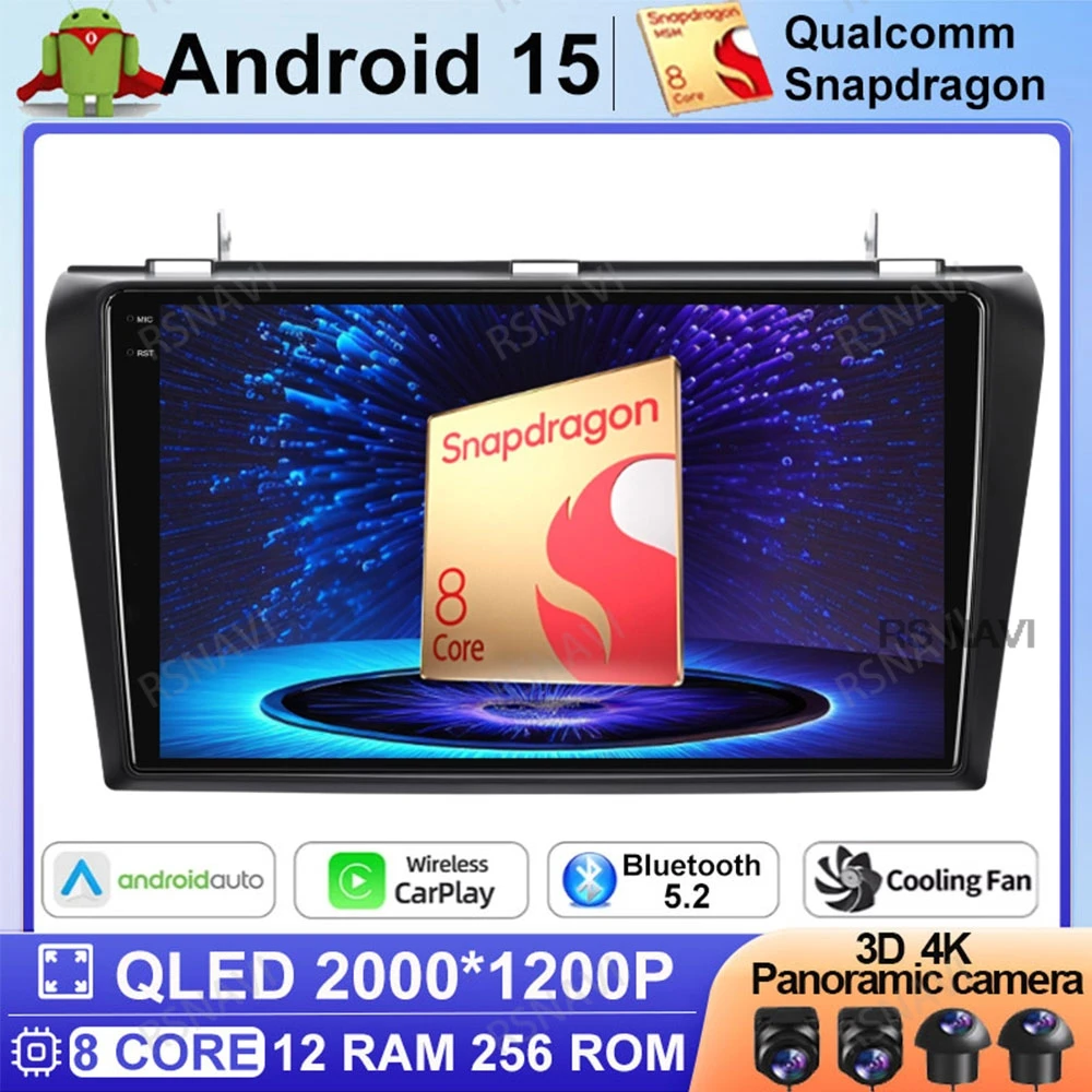 

Android 15 Car Radio For Mazda 3 2004 2005 2006 2007 2008 2009 BT Stereo Wireless Carplay Auto Navigation Multimedia DSP 5G WIFI
