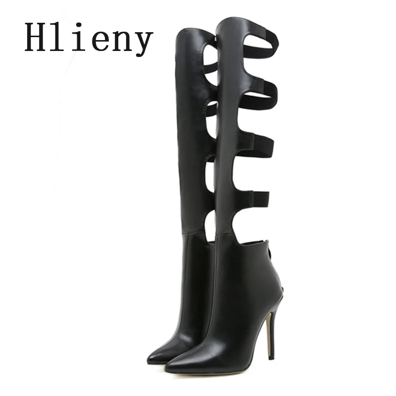 

Hlieny Autumn Winter Designer Pointed Toe Zipper Women Boots Sexy Thin High Heels Fashion Stiletto Shoes Thigh Long Booties